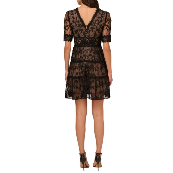 NWT Adrianna Papell Lace Embroidery Dress Black 12 - Picture 9 of 10